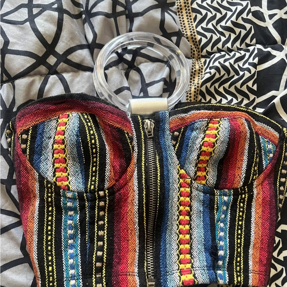 Custom corset Multicolor Striped Women's Bag